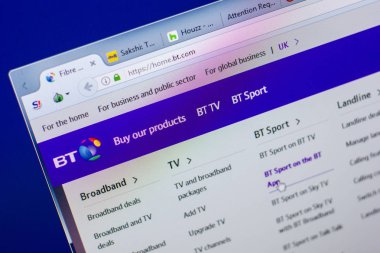 Ryazan, Rusya - 20 Mayıs 2018: Bt ana web sitesi Pc, url - Bt.com görüntüleme