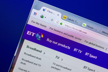 Ryazan, Rusya - 20 Mayıs 2018: Bt ana web sitesi Pc, url - Bt.com görüntüleme