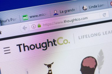 Ryazan, Rusya - 20 Mayıs 2018: Thoughtco ana web sitesi Pc, url - Thoughtco.com görüntüleme