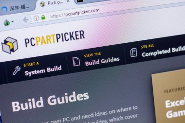 Ryazan, Rusya - 20 Mayıs 2018: Pcpartpicker ana web sitesi Pc, url - Pcpartpicker.com görüntüleme