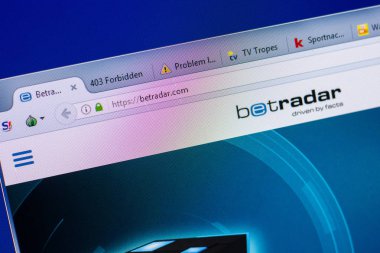 Ryazan, Rusya - 20 Mayıs 2018: Betradar ana web sitesi Pc, url - Betradar.com görüntüleme