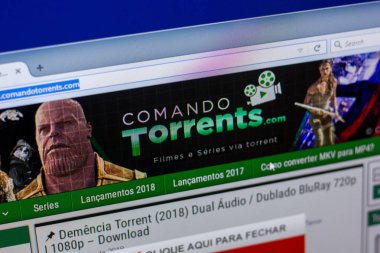 Ryazan, Rusya - 20 Mayıs 2018: Comandotorrents ana web sitesi Pc, url - Comandotorrents.com görüntüleme