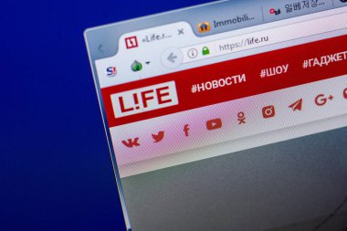Ryazan, Rusya - 20 Mayıs 2018: Hayat Homepage website Pc, url - Life.ru görüntüleme