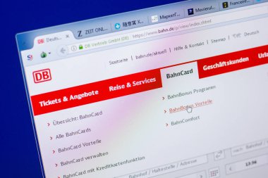 Ryazan, Rusya - 20 Mayıs 2018: Bahn ana web sitesi Pc, url - Bahn.de görüntüleme
