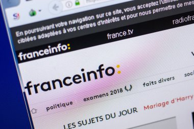 Ryazan, Rusya - 20 Mayıs 2018: Francetvinfo ana web sitesi Pc, url - Francetvinfo.fr görüntüleme