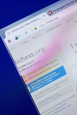 Ryazan, Rusya - 20 Mayıs 2018: Lichess ana web sitesi Pc, url - Lichess.org görüntüleme