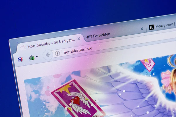 Ryazan, Rusya - 20 Mayıs 2018: Horriblesubs ana web sitesi Pc, url - Horriblesubs.info görüntüleme