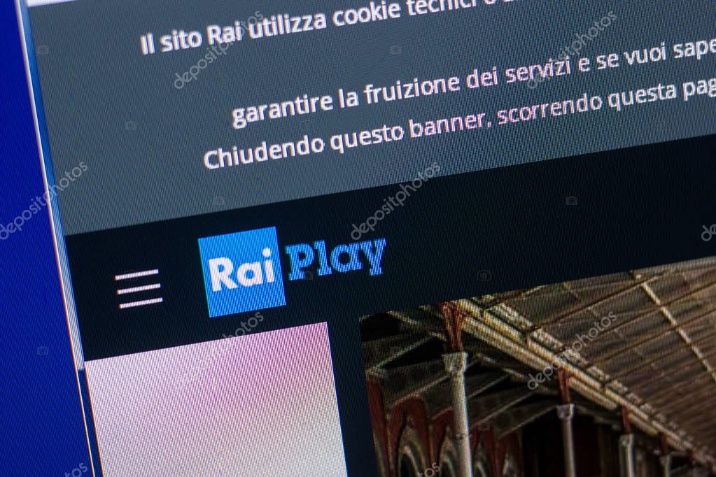 Ryazan, Russia - May 20, 2018: Homepage of RaiPlay website on the display of PC, url - RaiPlay.it