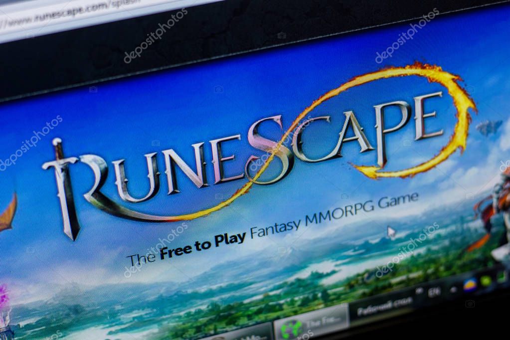 Ryazan, Russia - May 20, 2018: Homepage of RuneScape website on the display of PC, url - RuneScape.com
