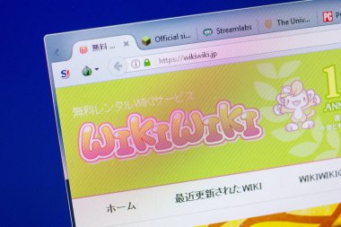 Ryazan, Rusya - 20 Mayıs 2018: Wikiwiki ana web sitesi Pc, url - Wikiwiki.jp görüntüleme