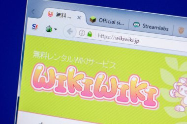 Ryazan, Rusya - 20 Mayıs 2018: Wikiwiki ana web sitesi Pc, url - Wikiwiki.jp görüntüleme