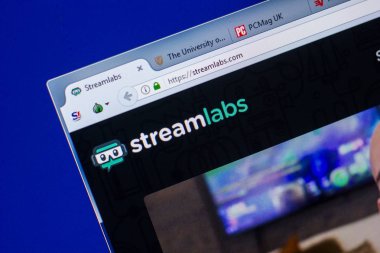 Ryazan, Rusya - 20 Mayıs 2018: Streamlabs ana web sitesi Pc, url - Streamlabs.com görüntüleme