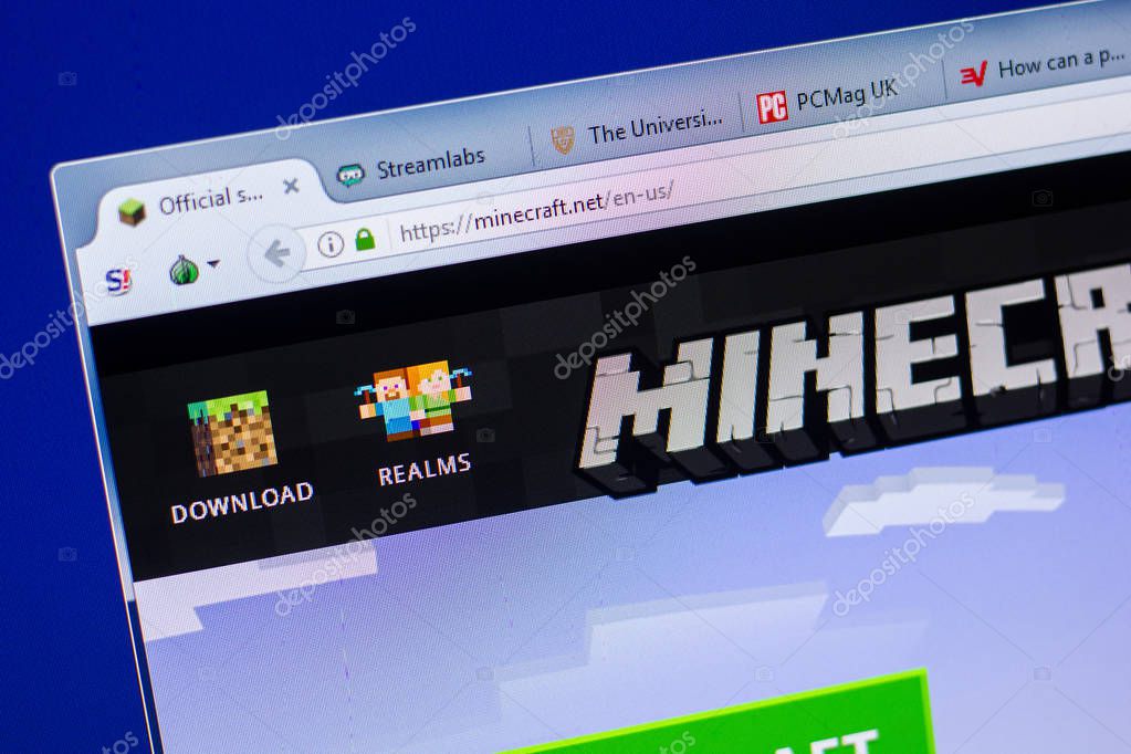Ryazan, Russia - May 20, 2018: Homepage of MineCraft website on the display of PC, url - MineCraft.net