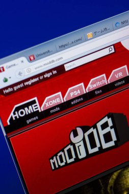 Ryazan, Rusya - 20 Mayıs 2018: Moddb ana web sitesi Pc, url - Moddb.com görüntüleme