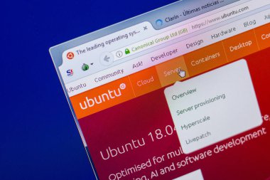 Ryazan, Rusya - 20 Mayıs 2018: Ubuntu ana web sitesi Pc, url - Ubuntu.com görüntüleme