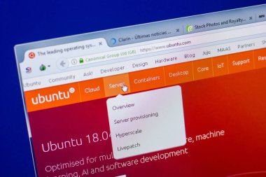 Ryazan, Rusya - 20 Mayıs 2018: Ubuntu ana web sitesi Pc, url - Ubuntu.com görüntüleme