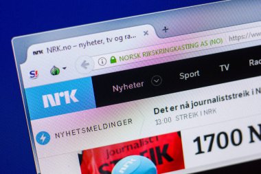 Ryazan, Rusya - 20 Mayıs 2018: Nrk ana web sitesi Pc, url - Nrk.no görüntüleme