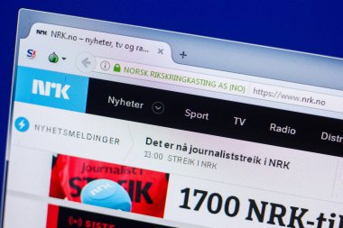 Ryazan, Rusya - 20 Mayıs 2018: Nrk ana web sitesi Pc, url - Nrk.no görüntüleme