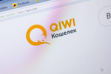 Ryazan, Russia - May 20, 2018: Homepage of Qiwi website on the display of PC, url - Qiwi.com clipart