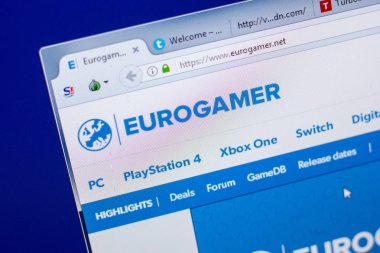 Ryazan, Rusya - 20 Mayıs 2018: Eurogamer ana web sitesi Pc, url - Eurogamer.net görüntüleme