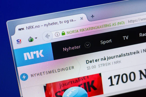 Ryazan, Rusya - 20 Mayıs 2018: Nrk ana web sitesi Pc, url - Nrk.no görüntüleme