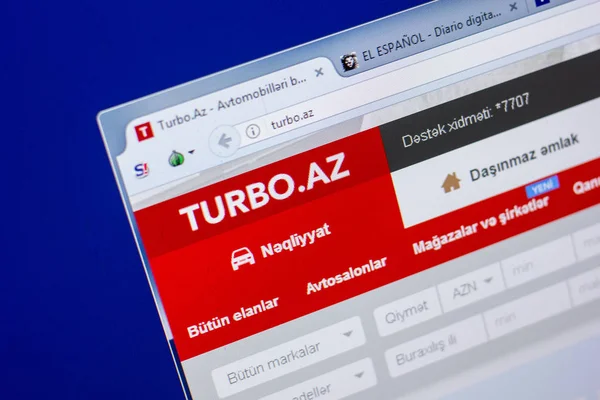 Ryazan, Rusya - 20 Mayıs 2018: Turbo ana web sitesi Pc, url - Turbo.az görüntüleme