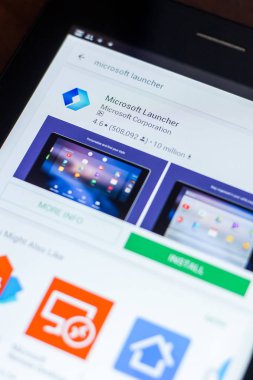 Ryazan, Rusya Federasyonu - 21 Mart 2018 - Microsoft Launcher simgesi mobil uygulamalar listesi
