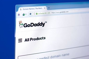 Ryazan, Rusya Federasyonu - 28 Mart 2018 - Pc, web adresi, bir ekranda ana Godaddy etki alanları satıcı - godaddy.com