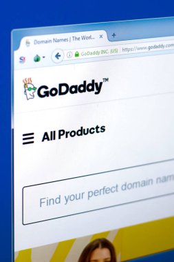 Ryazan, Rusya Federasyonu - 28 Mart 2018 - Pc, web adresi, bir ekranda ana Godaddy etki alanları satıcı - godaddy.com