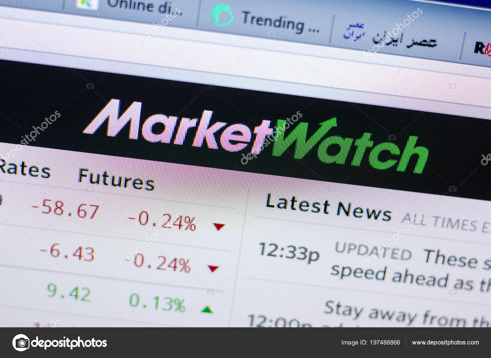 Ryazan Russia May 2018 Homepage Marketwatch Website Display Url