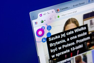 Ryazan, Rusya - 27 Mayıs 2018: O2 ana web sitesi Pc, url - O2.pl görüntüleme