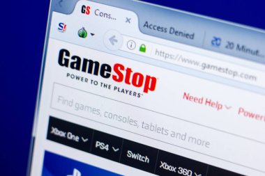 Ryazan, Rusya - 27 Mayıs 2018: Gamestop ana web sitesi Pc, url - Gamestop.com görüntüleme