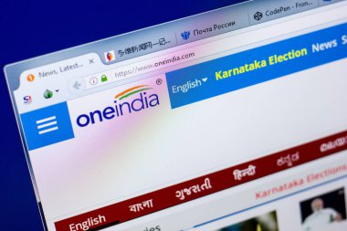 Ryazan, Rusya - 27 Mayıs 2018: Oneindia ana web sitesi Pc, url - Oneindia.com görüntüleme