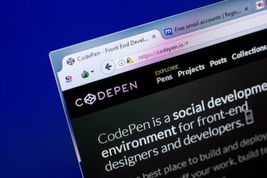 Ryazan, Rusya - 27 Mayıs 2018: Codepen ana web sitesi Pc, url - Codepen.io görüntüleme