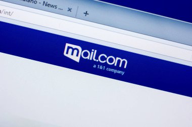 Ryazan, Rusya - 27 Mayıs 2018: Mail ana Web Pc, url - Mail.com görüntüleme