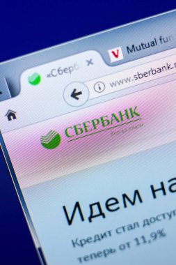 Ryazan, Rusya - 27 Mayıs 2018: Sberbank ana web sitesi Pc, url - Sberbank.ru görüntüleme