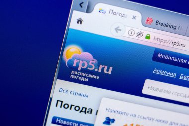 Ryazan, Rusya - 27 Mayıs 2018: Rp5 ana web sitesi Pc, url - Rp5.ru görüntüleme
