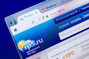 Ryazan, Rusya - 27 Mayıs 2018: Rp5 ana web sitesi Pc, url - Rp5.ru görüntüleme