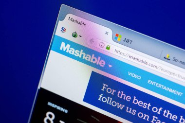 Ryazan, Rusya - 27 Mayıs 2018: Ana Mashable Web sitesi Pc, url - Mashable.com görüntüleme