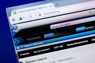 Ryazan, Rusya - 27 Mayıs 2018: Filmitorrent ana web sitesi Pc, url - Filmitorrent.org görüntüleme