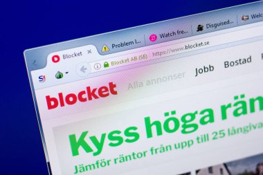 Ryazan, Rusya - 27 Mayıs 2018: Blocket ana web sitesi Pc, url - Blocket.se görüntüleme