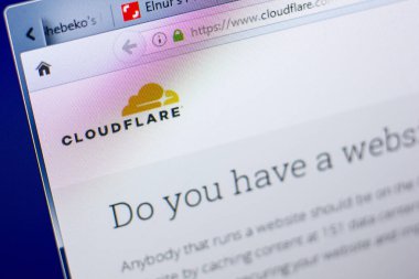 Ryazan, Rusya - 27 Mayıs 2018: Cloudflare ana web sitesi Pc, url - Cloudflare.com görüntüleme