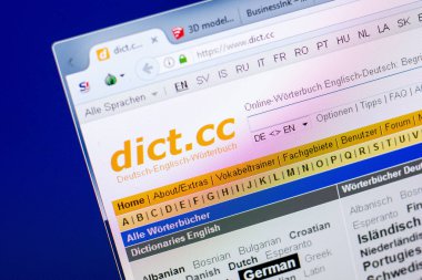 Ryazan, Rusya - 27 Mayıs 2018: Dict ana web sitesi Pc, url - Dict.cc görüntüleme