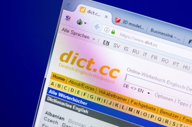 Ryazan, Rusya - 27 Mayıs 2018: Dict ana web sitesi Pc, url - Dict.cc görüntüleme