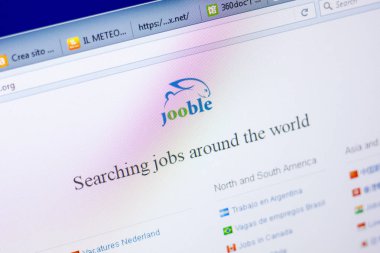 Ryazan, Rusya - 27 Mayıs 2018: Jooble ana web sitesi Pc, url - Jooble.org görüntüleme