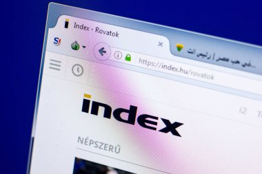 Ryazan, Rusya - 27 Mayıs 2018: Ana Dizin Web sitesi Pc, url - Index.hu görüntüleme