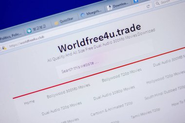 Ryazan, Rusya - 05 Haziran 2018: Worldfree4u ana web sitesi Pc, url - Worldfree4u.club görüntüleme