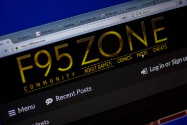 Ryazan, Rusya - 05 Haziran 2018: F95zone ana web sitesi Pc, url - F95zone.com görüntüleme
