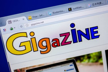 Ryazan, Rusya - 05 Haziran 2018: Gigazine ana web sitesi Pc, url - Gigazine.net görüntüleme