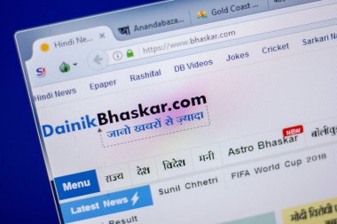 Ryazan, Rusya - 05 Haziran 2018: Bhaskar ana web sitesi Pc, url - Bhaskar.com görüntüleme